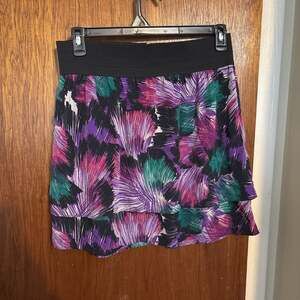 Elle Womens Skirt Medium Colorful Floral Elastic Waist A Line Zip - Y2K